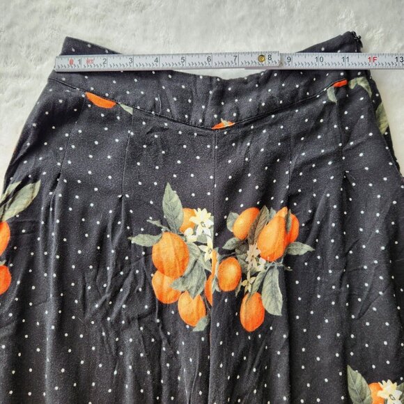 Forever 21 Two Piece Set Orange Fruit Crop Top Wide Leg Pant Black Boho Dot XS M - Picture 14 of 16